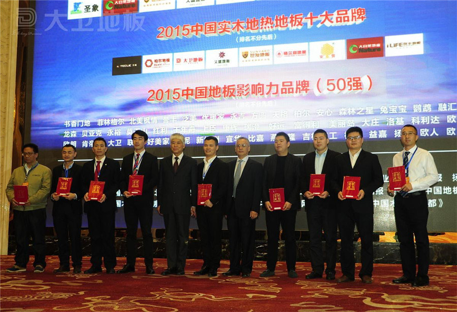 首页地板董事长蒋卫（右二）获颁“2015中国实木地热地板十大品牌”.jpg